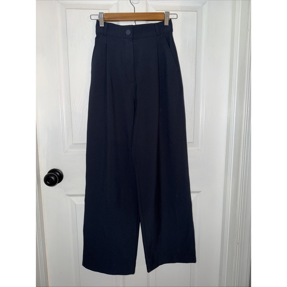 Wilson Tennis Women's Navy Wide Leg Ankle Pants Size XXS High Rise
